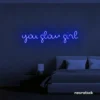 You Glow Girl neon sign in dark blue for dorm rooms, vanity walls, and beauty studio decor.